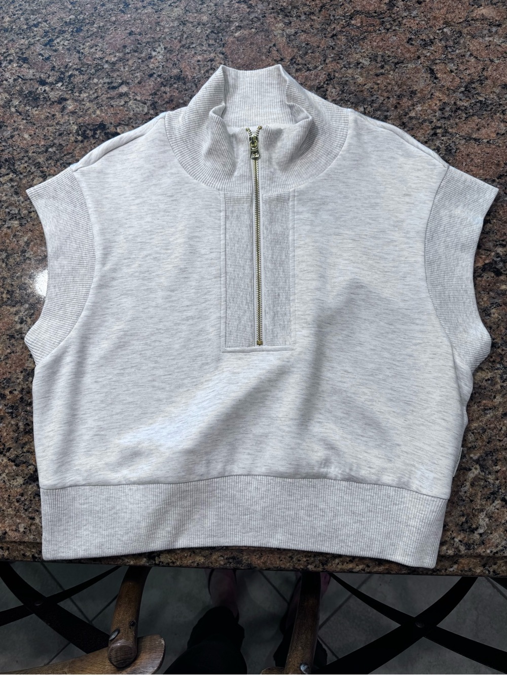 Varley Kelly Half Zip Sweatshirt in Ivory Marl size Medium - Picture 5 of 7